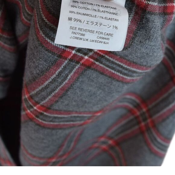 J.Crew Women’s Plaid Flannel Shirt Size 2 Red Gray Cozy Preppy Button Down - Picture 7 of 7